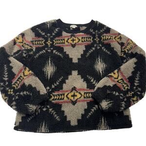 Dylan Pullover Womens Extra Small Sherpa Fleece Aztec Southwest Black Crewneck